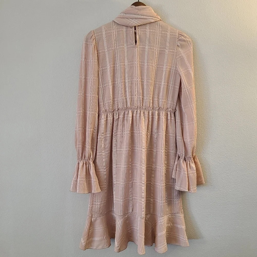 See By Chloe Ruffle Tie Neck Mini Smoky Pink Mini Dress - Picture 8 of 11